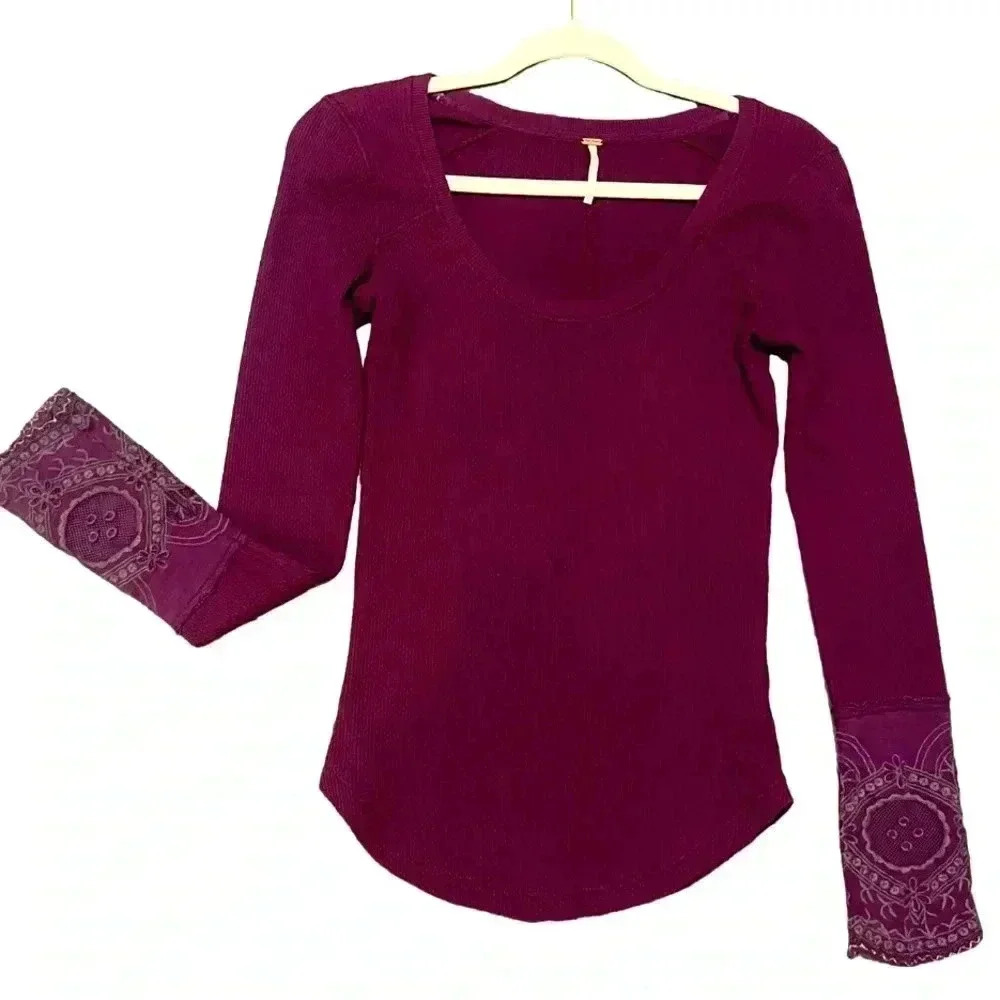 Free People Purple Long Sleeve Top